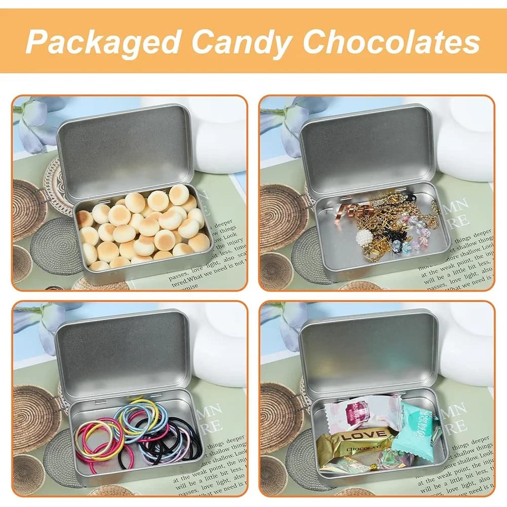 6 Stk. Metall-Dosenbox mit Scharnier, Mini tragbarer kleiner Aufbewahrungsbehälter mit Deckel für Zuhause, Bonbon- und Bastel-Organizer