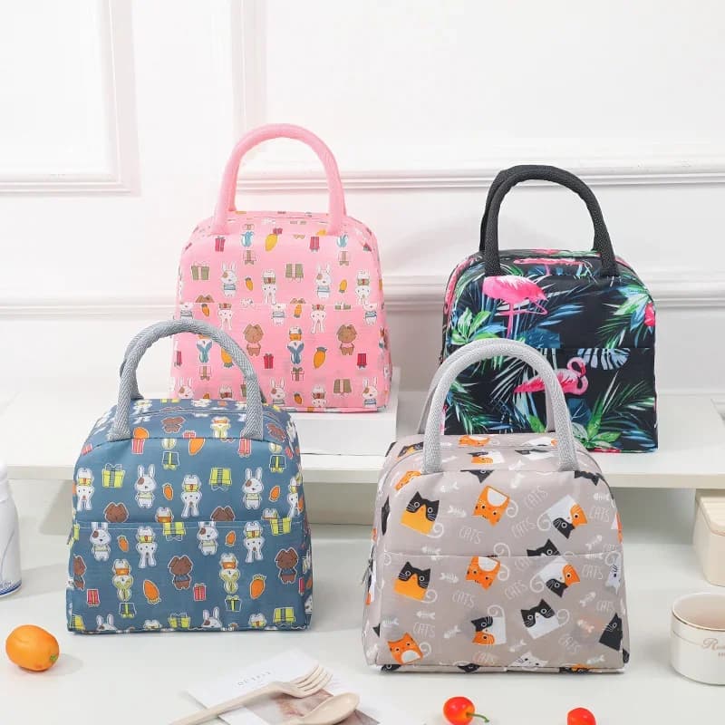 Bunte isolierte Lunch-Tasche mit großem Fassungsvermögen und Aluminiumfolie, verstärkte Bento-Tasche, isolierte Lunch- und Aufbewahrungstasche