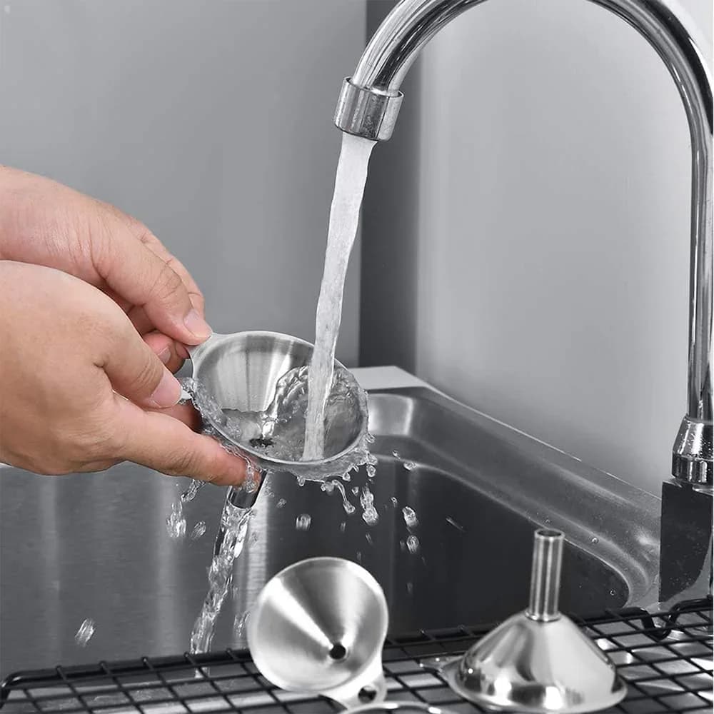 3/5-teiliges Edelstahl-Küchen-Trichtersortiment, lebensmittelechte Metalltrichter zum Befüllen von Flaschen, kleine Trichter für ätherische Öle und Gewürze