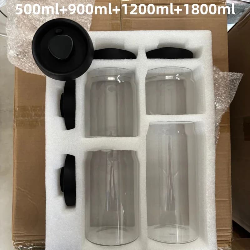 Mehrkapazitäts-Kaffeekanne mit schwarzem Deckel, manuelles Vakuum-Frischhaltegefäß, feuchtigkeitsdichter Glas-Teebereiter, Aufbewahrungsdose für Kaffeebohnen