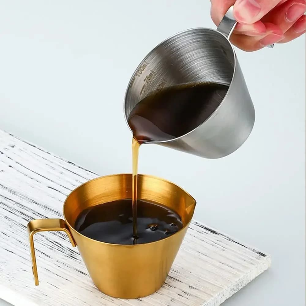304 Edelstahl-Kaffeekonzentratbecher mit Skala, kleiner Milchmessbecher, Espressomessbecher, Küchenhelfer-Becher