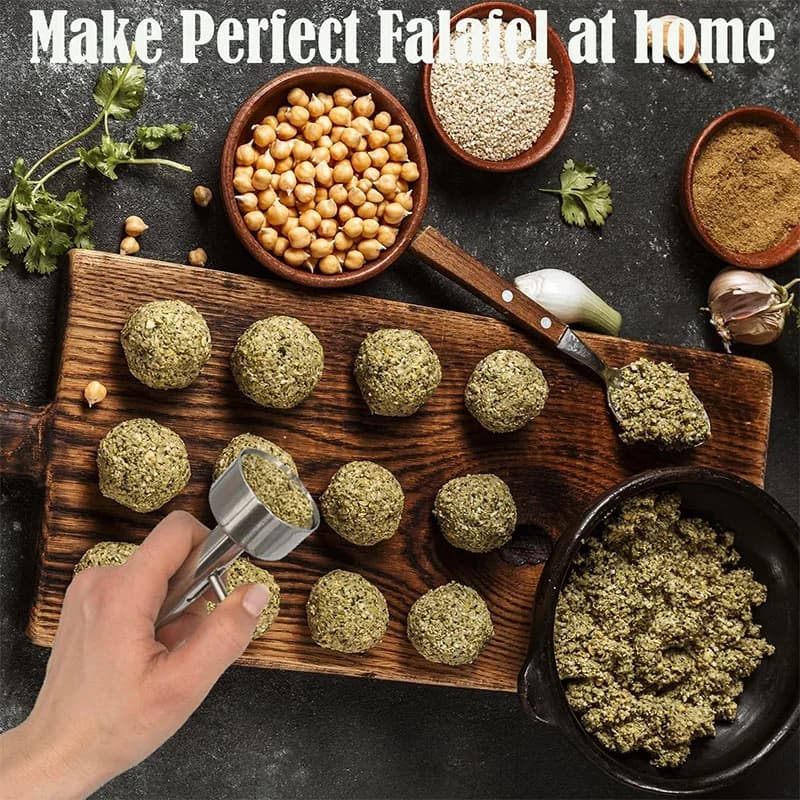 Falafel-Fleischbällchen-Löffelform-Werkzeug aus Edelstahl, professioneller Falafel-Maker-Löffel, antihaftbeschichtete Falafel-Form, Küchenhelfer