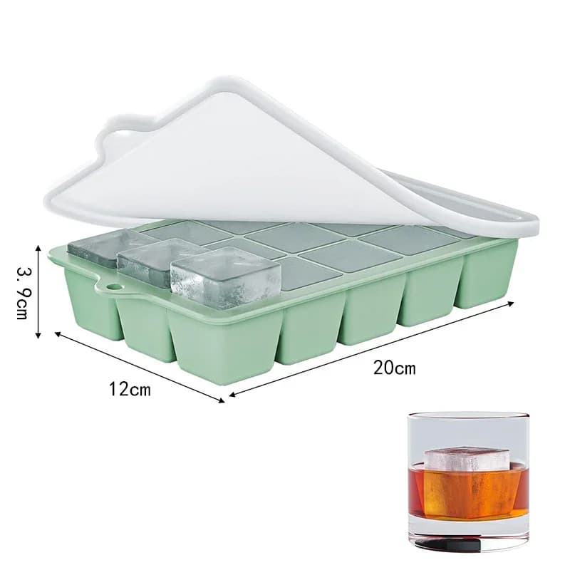 2er-Set Silikon-Eiswürfelformen mit Deckel – 15 Fächer, wiederverwendbar