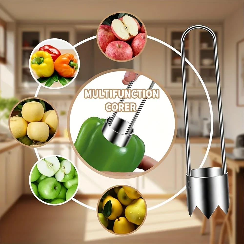 1/2/3-teiliges Entkerner-Werkzeug aus Edelstahl - für Obst &amp; Gemüse wie Äpfel, Paprika, Tomaten | einfache Kernentfernung | langlebig