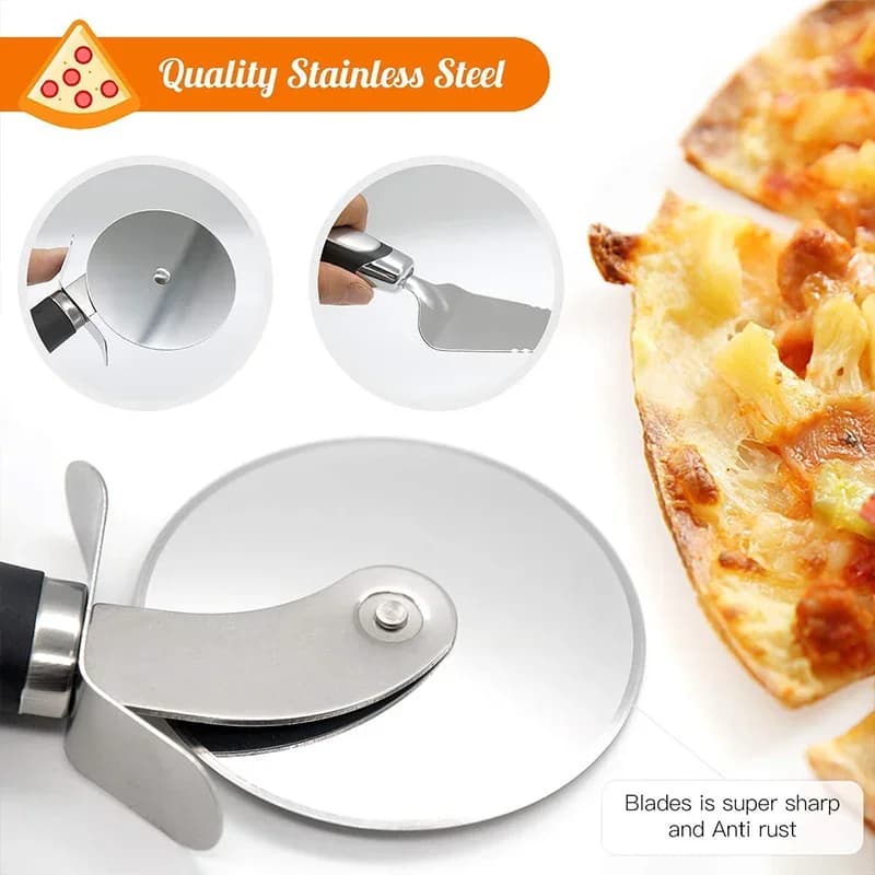 Premium Pizza-Rad aus Edelstahl für die Küche, Servierwerkzeug, Messer für Zuhause, Waffeln, Kekse, Kuchen, Brot, Teigschneider, Backzubehör