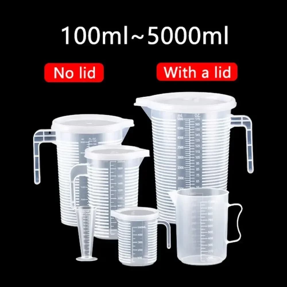 100-5000ml Küchen-Messbecher in Lebensmittelqualität ohne Deckel, mit Deckel-Skala, PC, hochtemperaturbeständig, Kunststoff-Becher für Milchtee-Shops