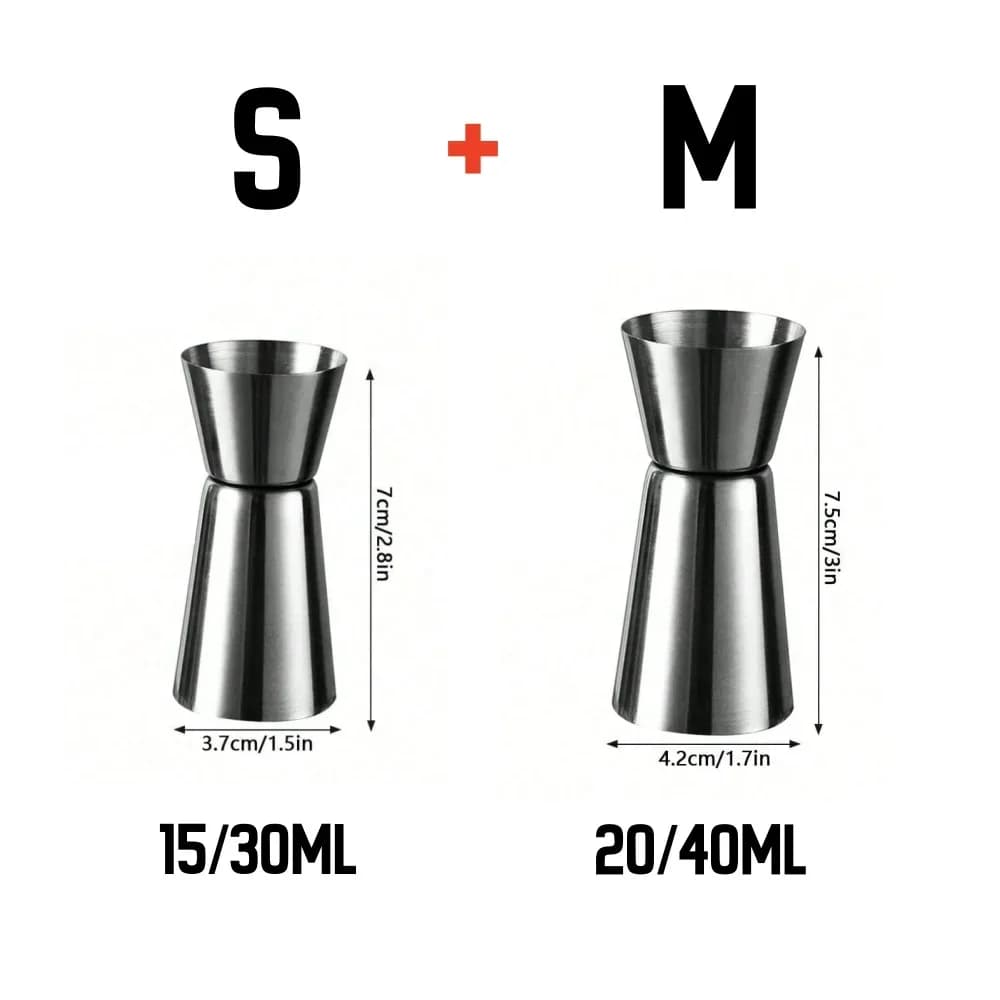 Messbecher aus Edelstahl, Cocktail-Shaker, Jigger, Doppel-Shot, Alkohol-Messbecher, Mischflasche, Party-Bar-Tool