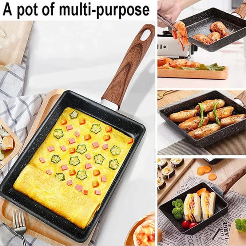 Tamagoyaki japanische Omelette-Pfanne, antihaft, Eierpfanne, rechteckige Tamago-Pfanne, kleine Bratpfanne mit Kochwerkzeugen