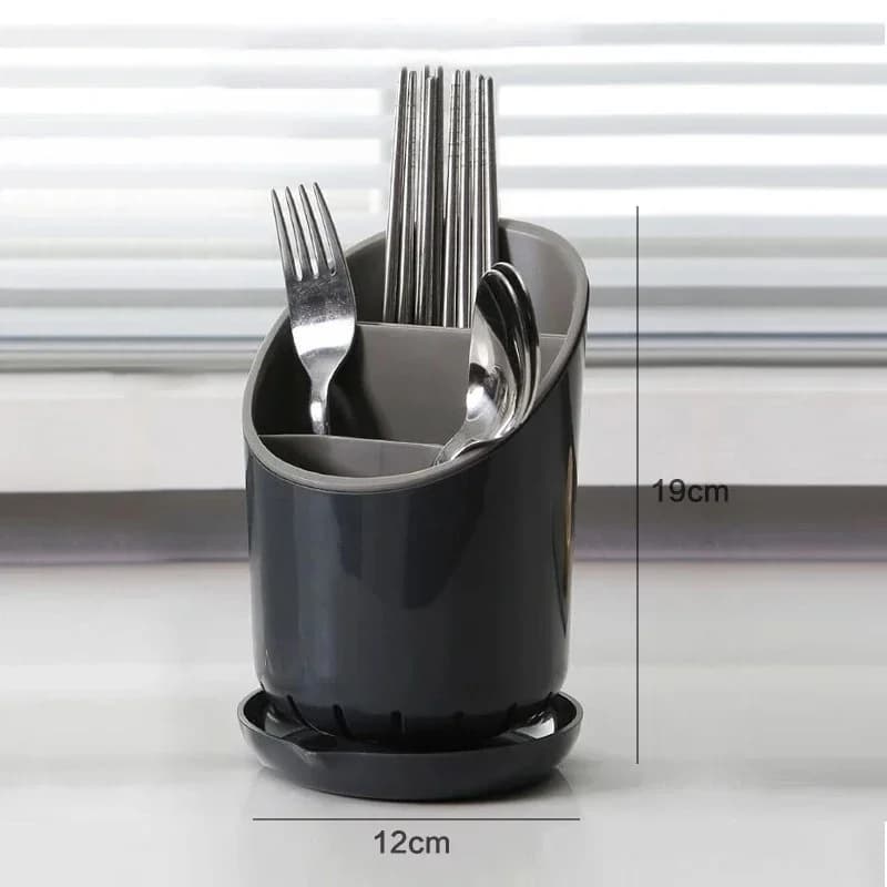 1 Stk. Kunststoff-Aufbewahrungsregal für Besteck, Stäbchen, Messer, Löffel, Gabeln, Abtropfloch mit Tablett, Haushalts-Abtropfregal