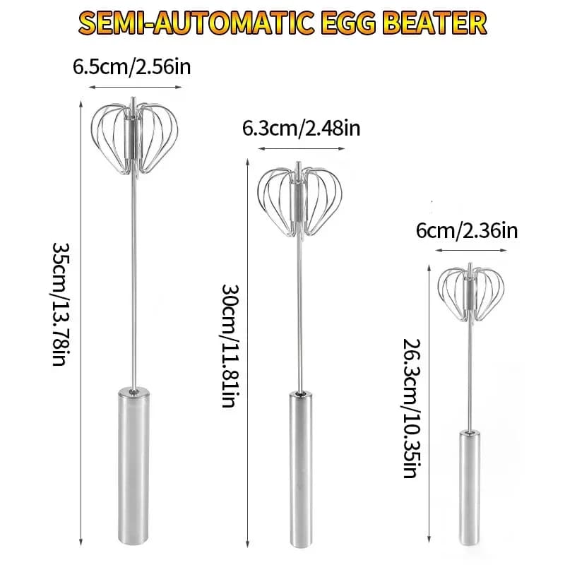 Halbautomatischer Eierbesen, manueller Rotations-Sahnequirl, Küchenhelfer für Haushalt und Backen, zum Verquirlen von Eiern und Mixen von Kuchen