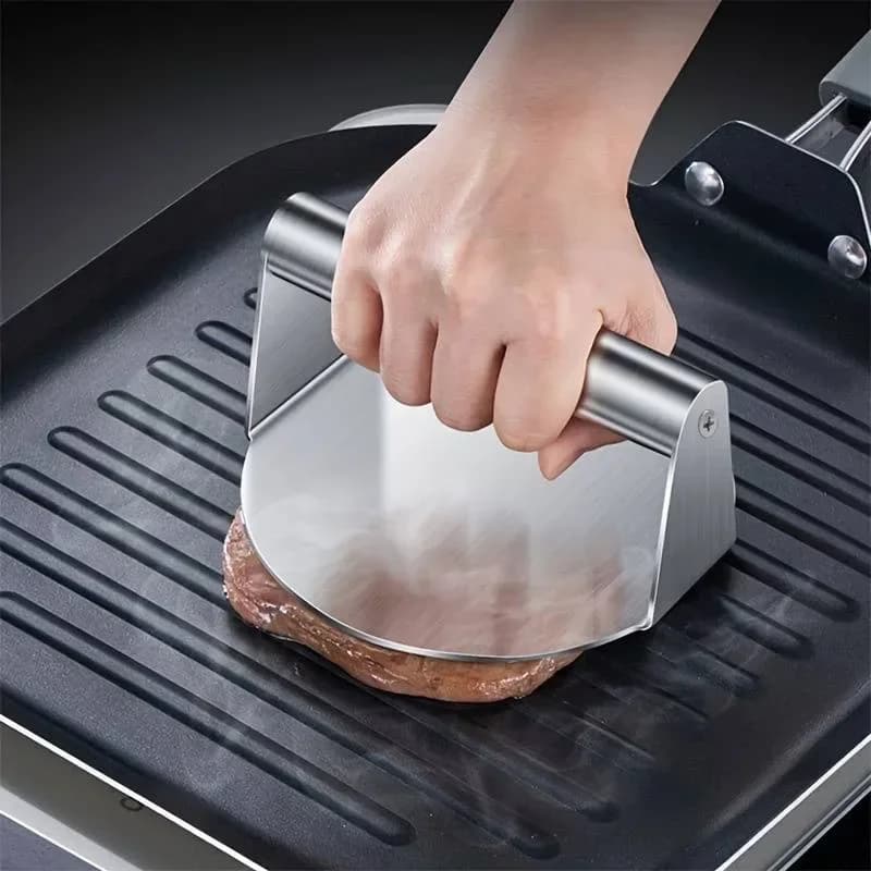 Neuer Smash-Burger-Presse aus Edelstahl | Robuste Patty-Presse & Zerdrückform für BBQ, Grillen, Küche (Antihaft)