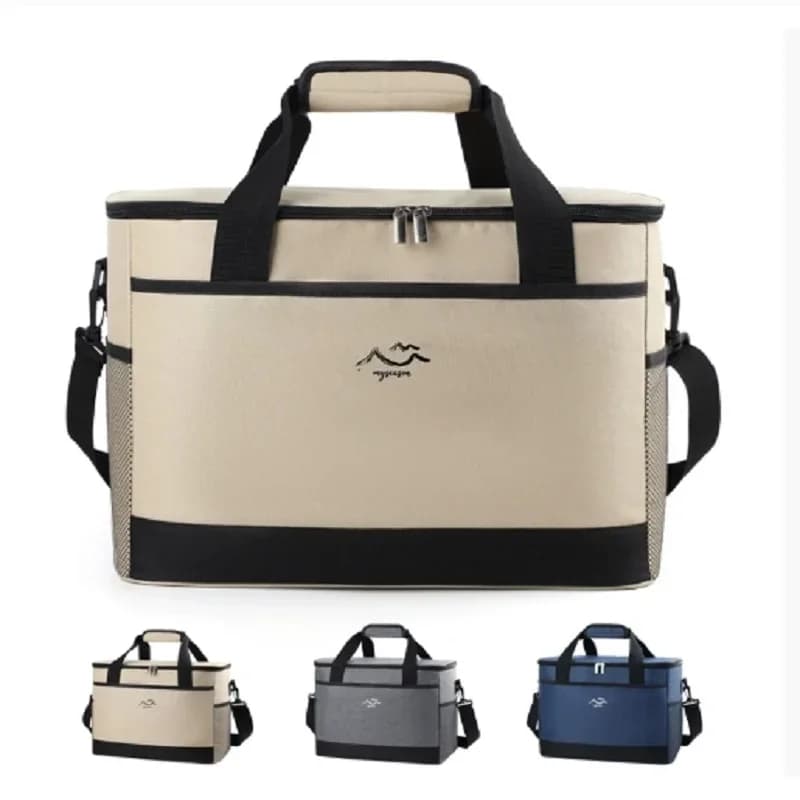 Quadratischer Kühlakku mit großem Fassungsvermögen, minimalistischer isolierter Lunchbag mit Schulterriemen, Frischhalte-Picknicktasche für draußen