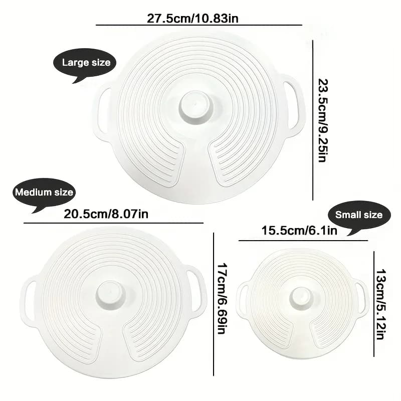 3/6-teiliges Silikondeckel-Set mit doppeltem Griff, Topfdeckel, hitzebeständig, mikrowellengeeignete, spritzschutzsichere Abdeckung, wiederverwendbar für Schüsseln, Teller, Pfannen