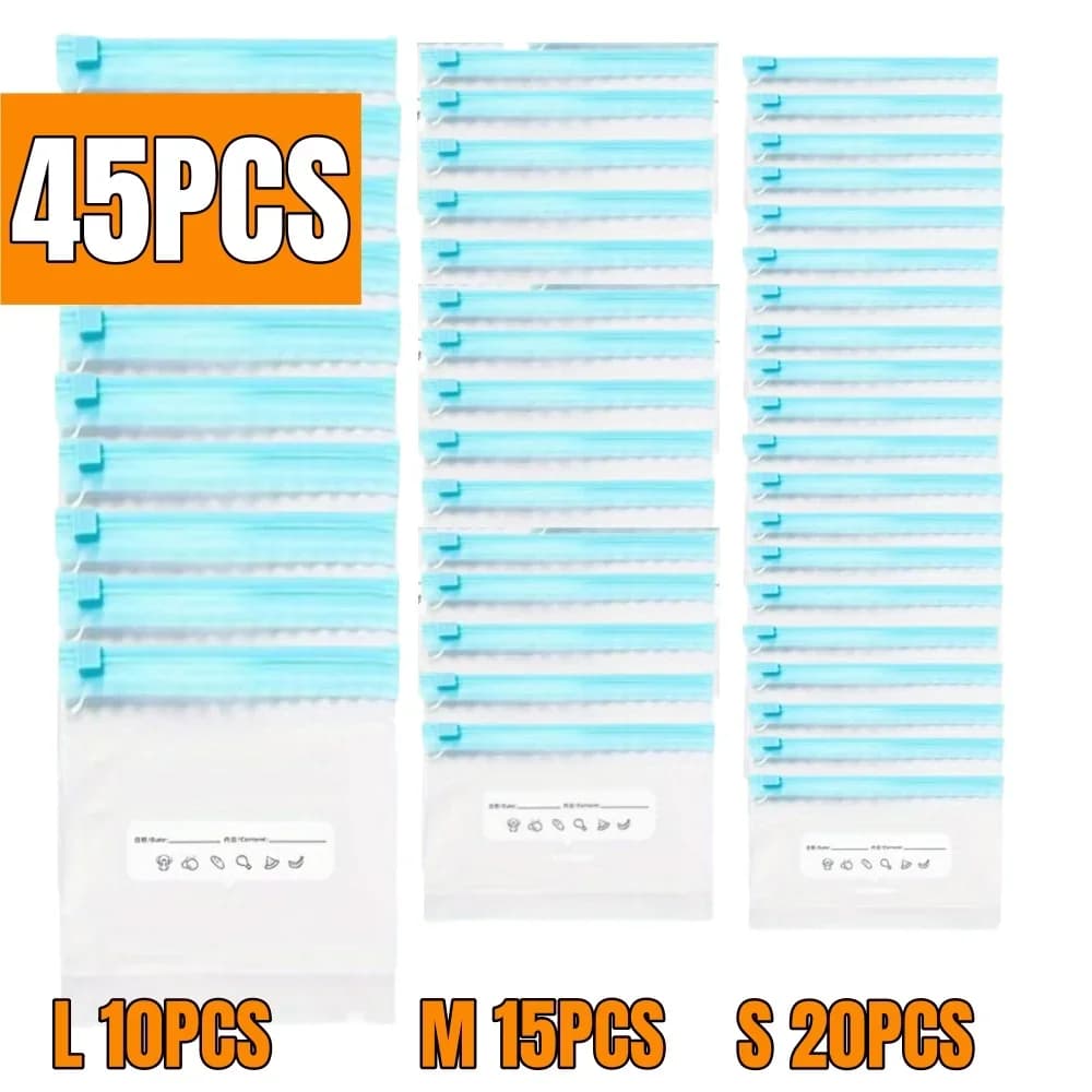 10-90pcs Frischhaltetüten mit Reißverschluss, versiegelte Lebensmittelbeutel für Obst, Getreide, Gemüse, Fleisch, auslaufsicher, gefriergeeignet