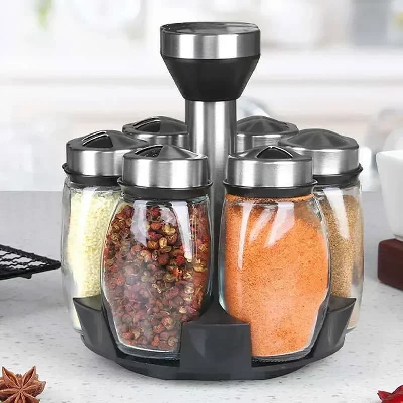NEU Einzelnes Glas- und Gewürzglas-Set mit Ablage, Glas-Gewürz-, Zucker-, Pfeffer- und Salzstreuer-Halter, Küchenregal