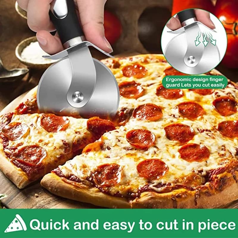 Premium Pizza-Rad aus Edelstahl für die Küche, Servierwerkzeug, Messer für Zuhause, Waffeln, Kekse, Kuchen, Brot, Teigschneider, Backzubehör
