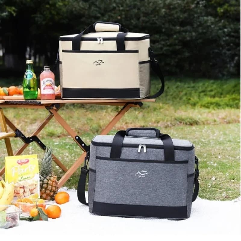 Quadratischer Kühlakku mit großem Fassungsvermögen, minimalistischer isolierter Lunchbag mit Schulterriemen, Frischhalte-Picknicktasche für draußen