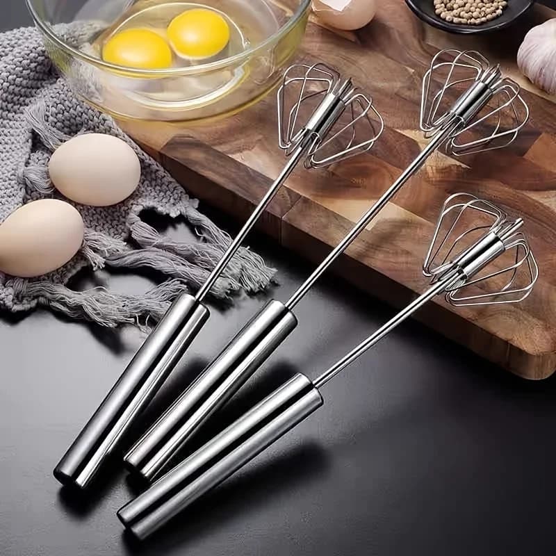 Edelstahl-Eierbesen, langlebiger halbautomatischer Mixer für müheloses Rühren, Mischen und Schlagen von Eiern und Sahne in der Küche und beim Backen
