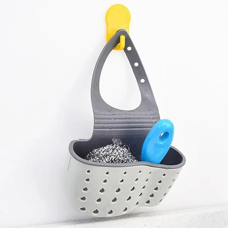 Abtropfkorb für die Küchenspüle, verstellbarer Seifen- und Schwammhalter, hängender Abtropfkorb, Küchenzubehör