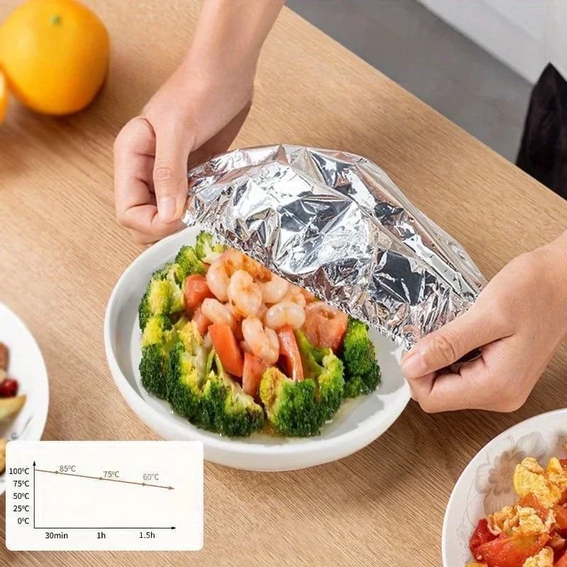 10/100pcs Aluminiumfolien-Abdeckung, hitzebeständiger Isolierdeckel für Schüsseln und Teller, hält Lebensmittel warm und frisch, Frischhaltefolie in Lebensmittelqualität