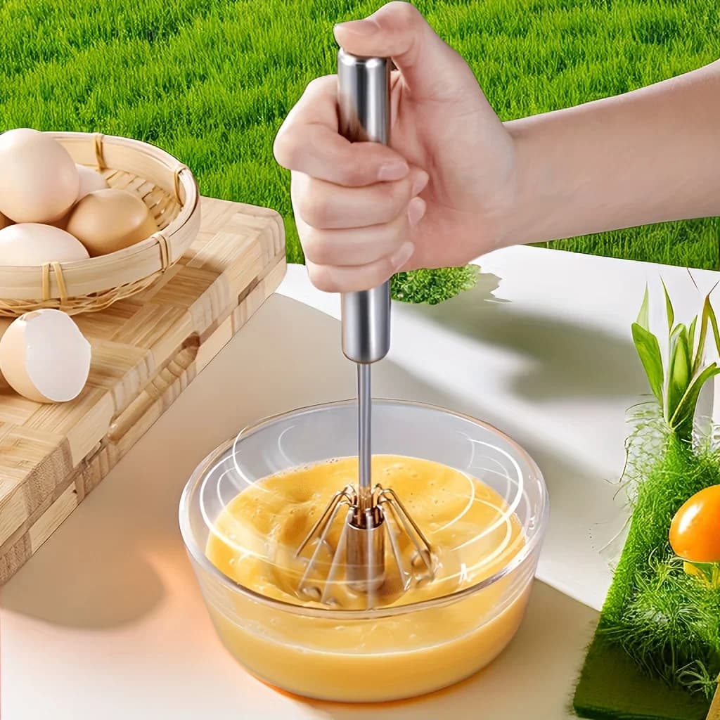 Edelstahl-Eierbesen, langlebiger halbautomatischer Mixer für müheloses Rühren, Mischen und Schlagen von Eiern und Sahne in der Küche und beim Backen