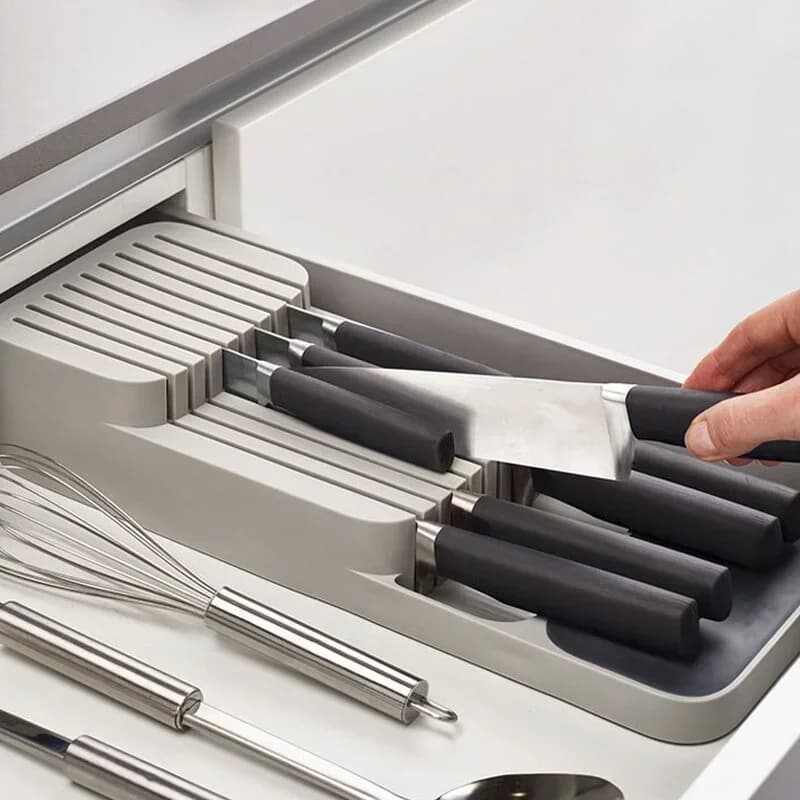 Besteckablage für die Küchenschublade, Messerhalter, Löffel, Gabeln, Organizer für Tischgeschirr, Aufbewahrungsbehälter für Gewürzflaschen, Messerblock, Regal