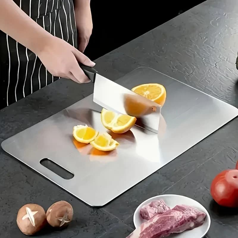 Schneidebretter aus Edelstahl, 3 Stk. – BPA-frei, spülmaschinenfest, rutschfest, mit Saftrille, rostfrei und platzsparend
