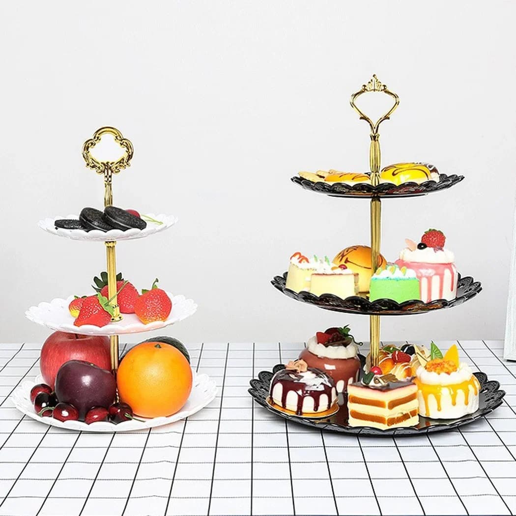 3-stufige Tortenständer, Obstplatte, Servierständer für Geburtstag, Party, Dessert, Hochzeit