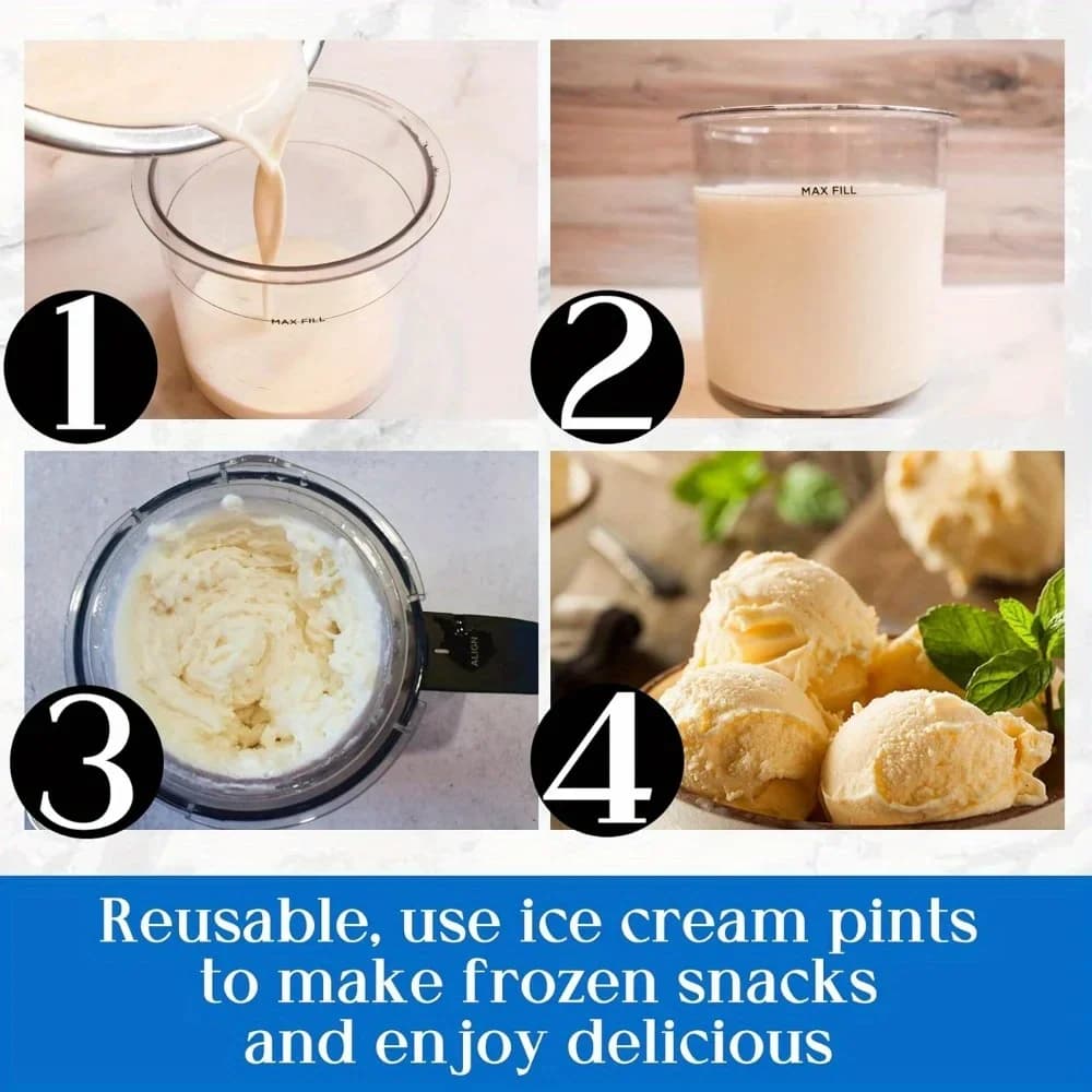 Creami-Becher und Deckel für Ninja - 4er-Set cremige Eiscreme-Behälter, Becher, Gläser, Töpfe, Dosen, kompatibel mit Smoothie-Behälter