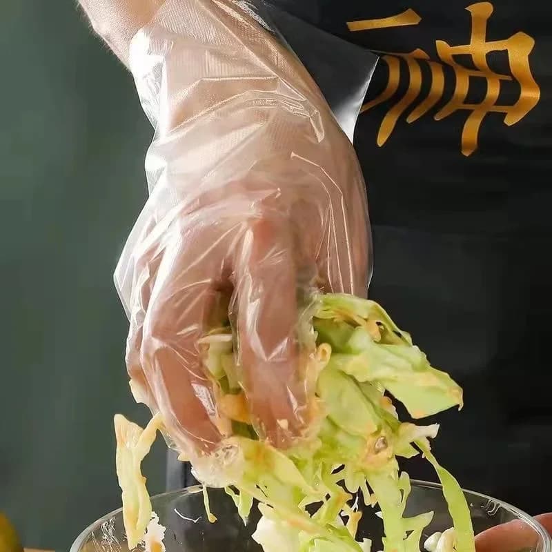 Transparente Einweghandschuhe, transparente Kunststoffhandschuhe, latexfrei, lebensmittelecht, sichere Handschuhe für Kochen, Reinigung, BBQ und Küchenarbeiten