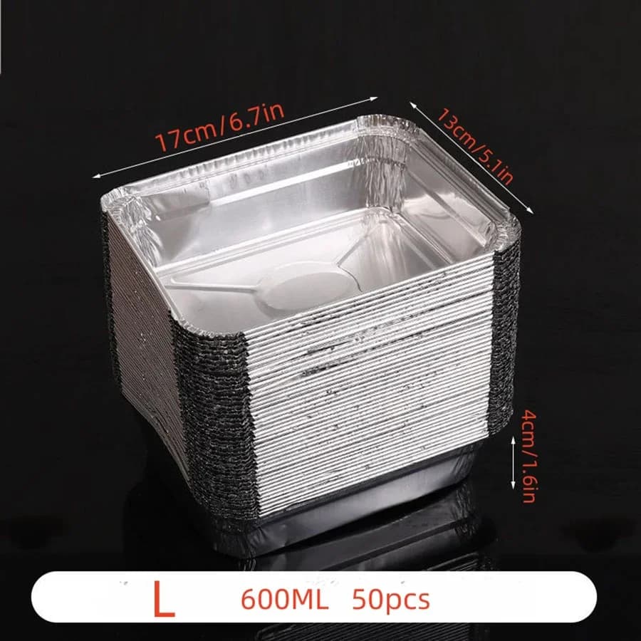 50pcs Einweg-Aluminiumfolie, verschiedene Größen, Aluschalen sind perfekt zum Kochen, Erhitzen, Aufbewahren und Zubereiten von Speisen.