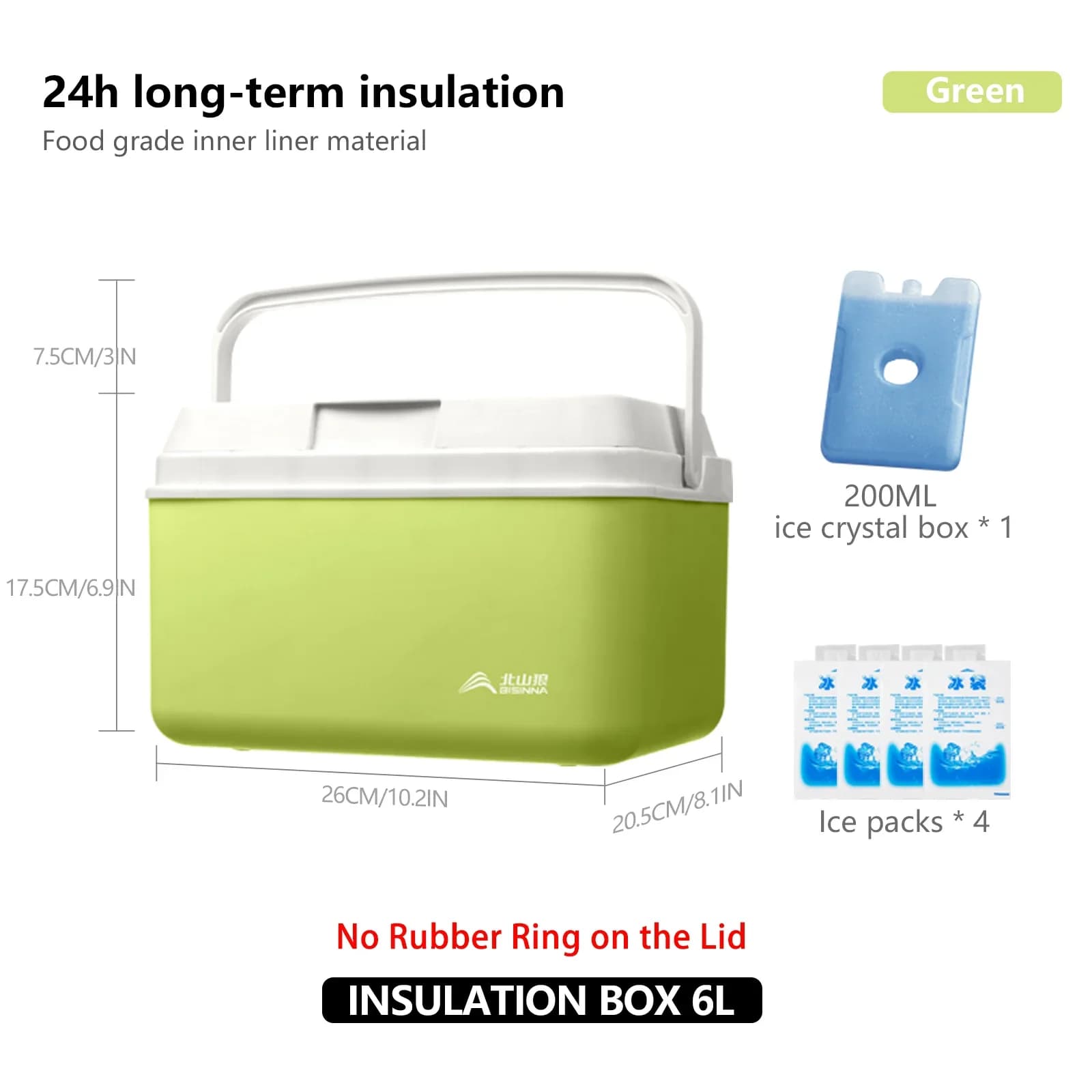 BISINNA Camping-Kühlbox 6L/9L/15L tragbare Kühlbox für Angeln, Auto-Kühlschrank, Outdoor, Strand, Angeln, Picknick, Grill, Eisbox