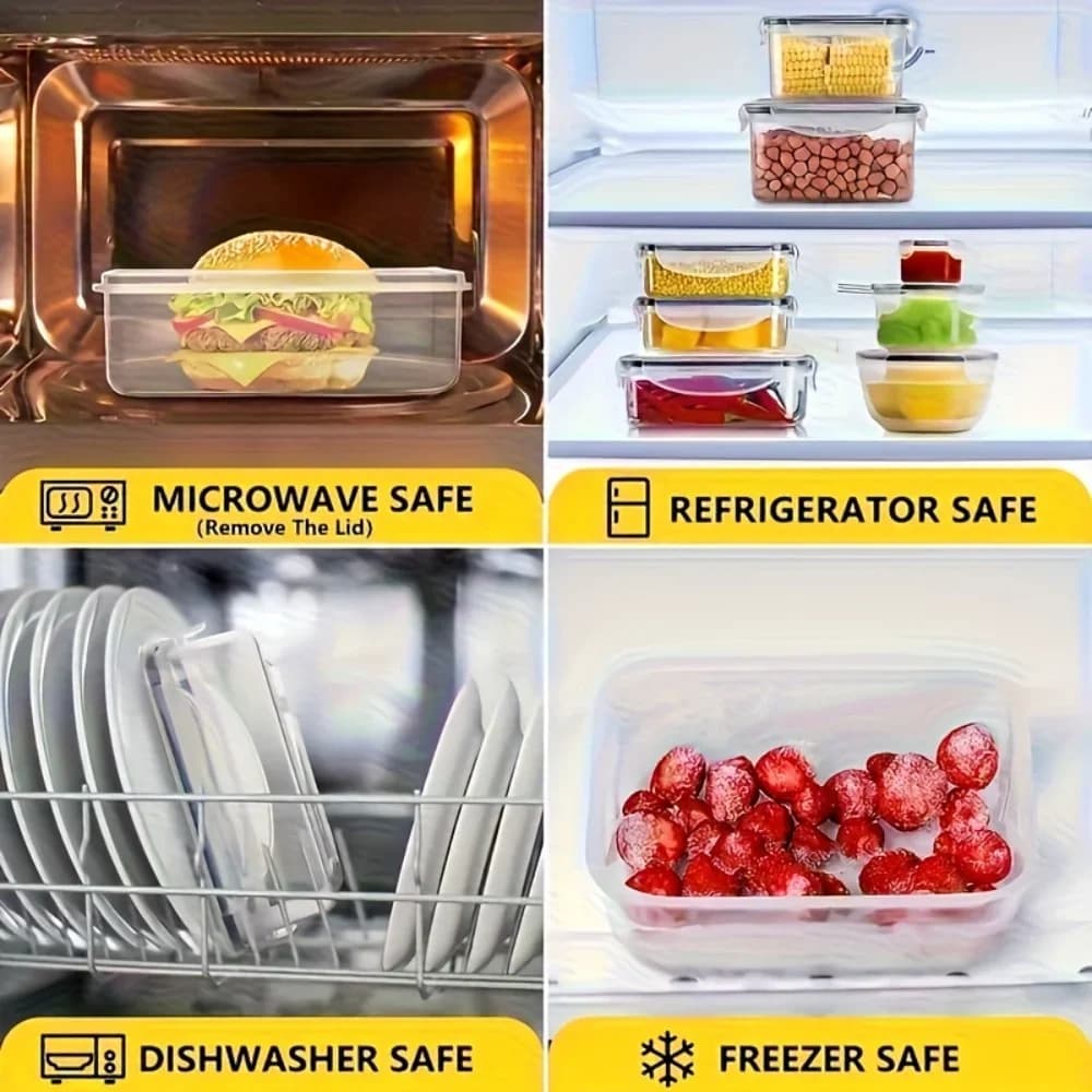 8-teilige BPA-freie luftdichte Lebensmittelbehälter mit Verschlussdeckeln - mikrowellen-/gefriergeeignetes PP-Kunststoff-Aufbewahrungsset für Trockenwaren/Obst/Gemüse