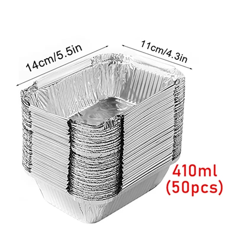 50pcs Einweg-Aluminiumfolie, verschiedene Größen, Aluschalen sind perfekt zum Kochen, Erhitzen, Aufbewahren und Zubereiten von Speisen.