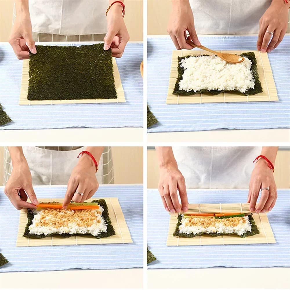Exquisite Bambus-Sushi-Matte mit weißer Oberfläche, Seetang-Reisrollen-Hilfsmittel, Antihaft, japanischer Küchenhelfer zum Sushi-Machen