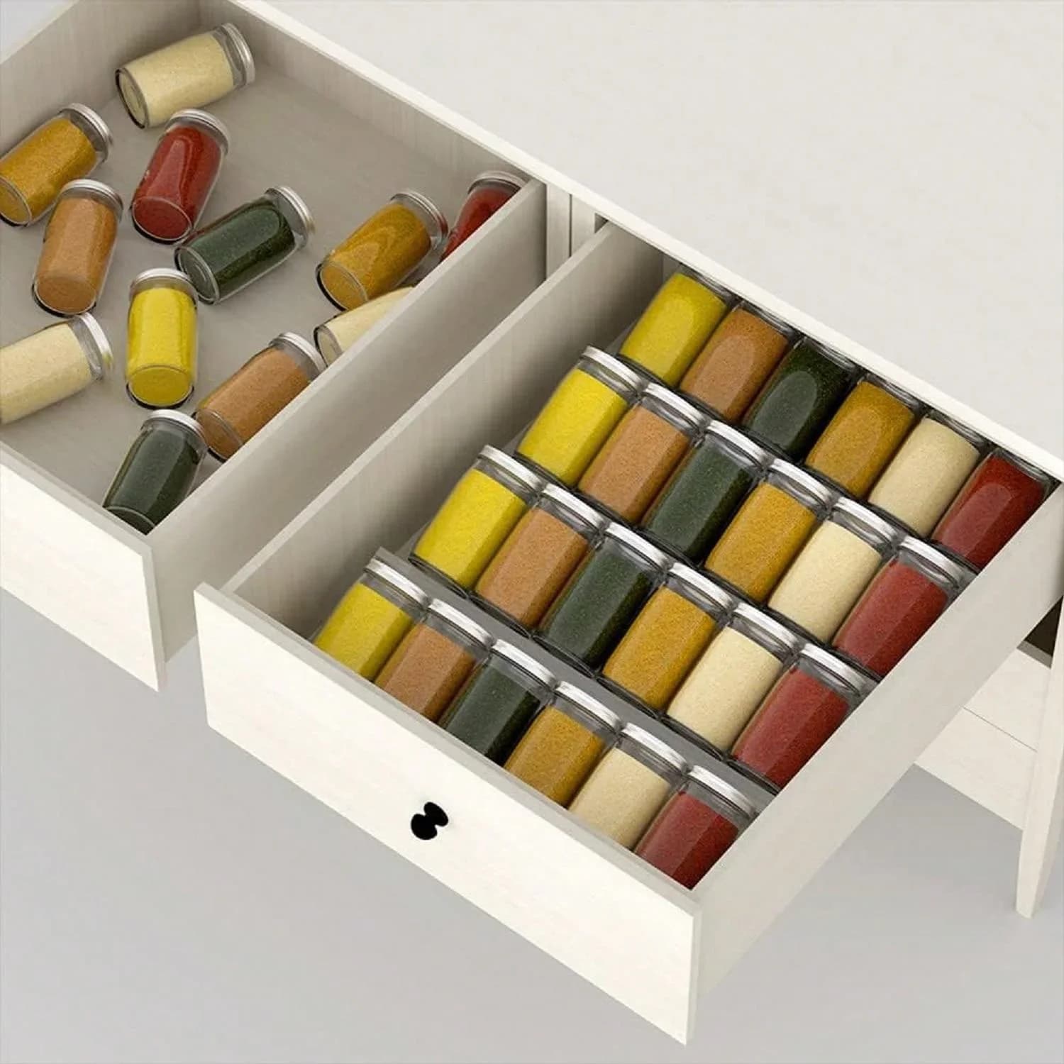 Gewürz-Schubladen-Organizer mit 4/2 Ebenen, verstellbares Acryl, ausziehbares Gewürzregal, Tablett, Gewürz-Organizer für den Schrank, Küchenregal