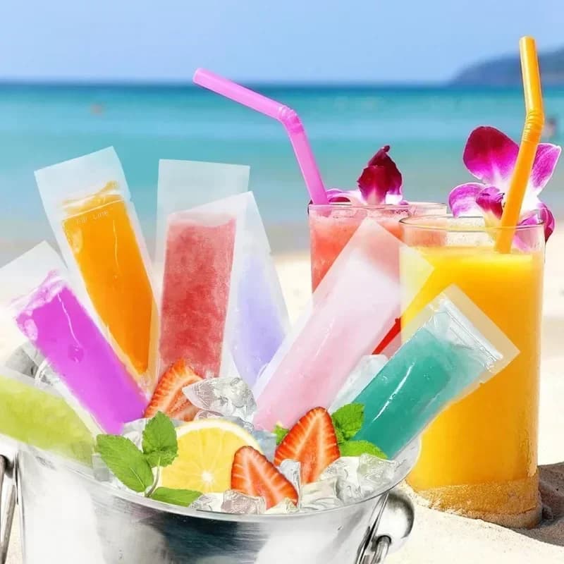 50/100/200er Einweg-Transparente Eis am Stiel-Beutel für Saft, Joghurt, Schokolade, transparente Eisform, Küchenzubehör